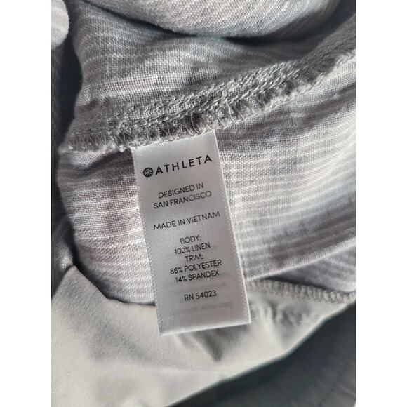 2697 Athleta 100% Linen Gray Pinstripe High Rise Straight Leg Pants Size 4P - Picture 6 of 6